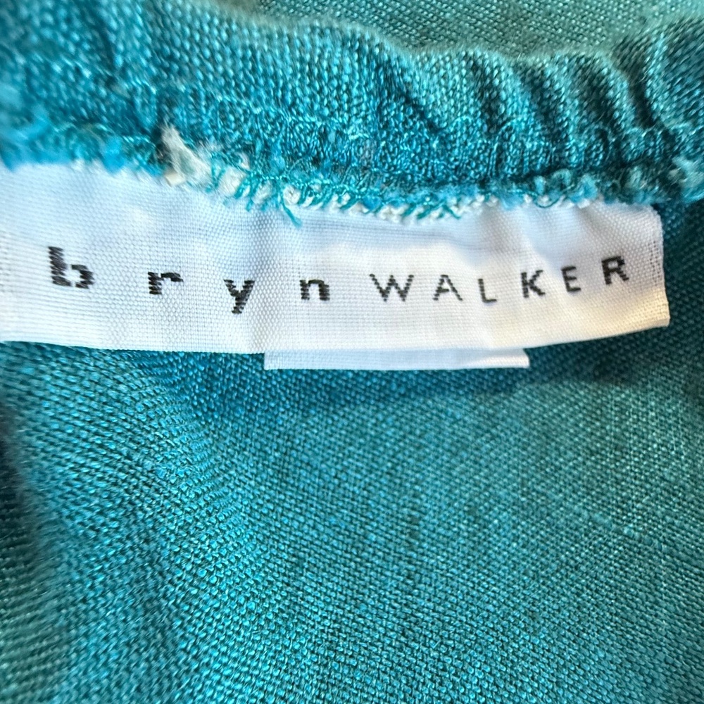 Bryn Walker Linen A-Line Skirt Teal Ruffle Hem Elastic Waist Large - Picture 5 of 8